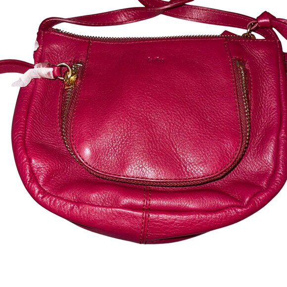 Kooba Womens Crossbody Bag Red Handcrafted Crescent Design - Picture 2 of 9